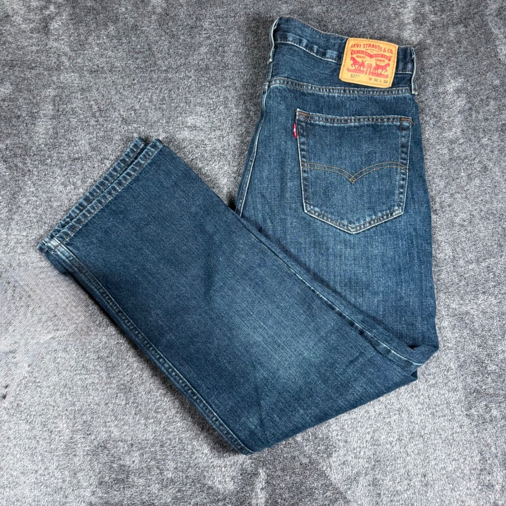 Levis 527 Slim Bootcut Jeans Mens 36x32 Dark Wash Denim Blue WaterLess 527-0534